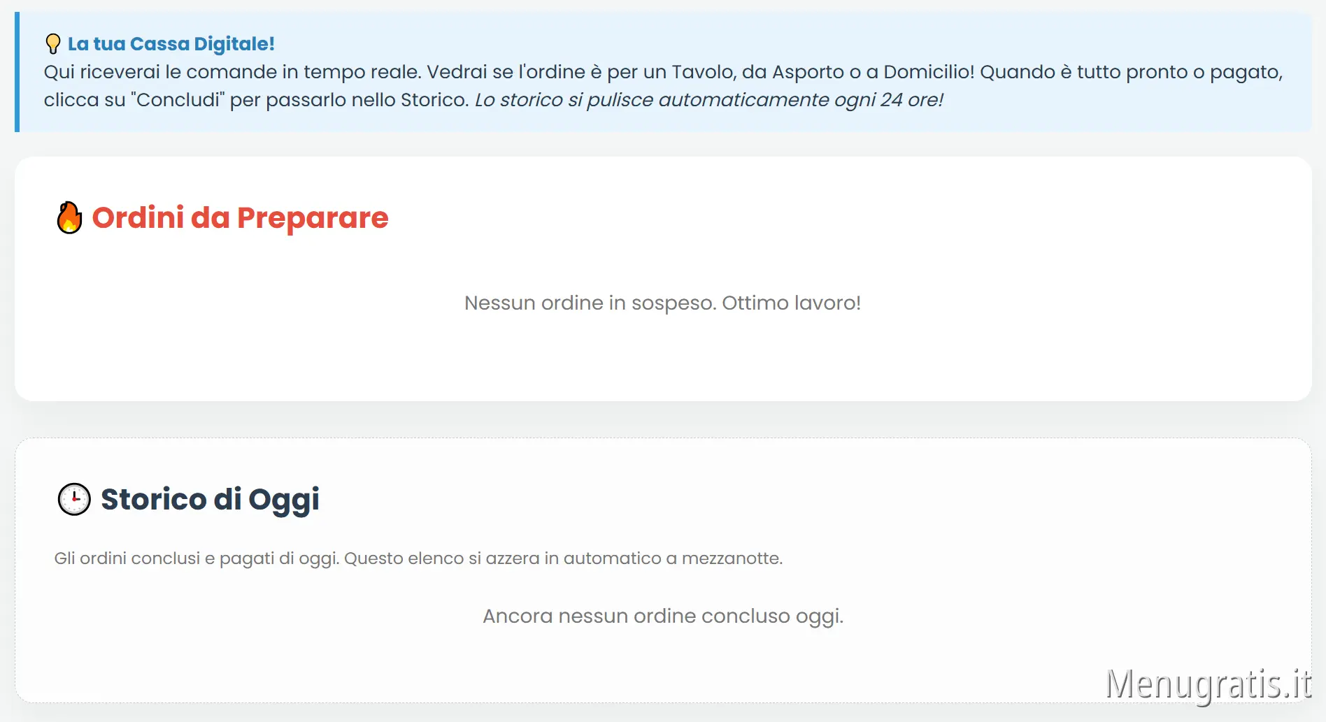 Schermata Gestione Ordini