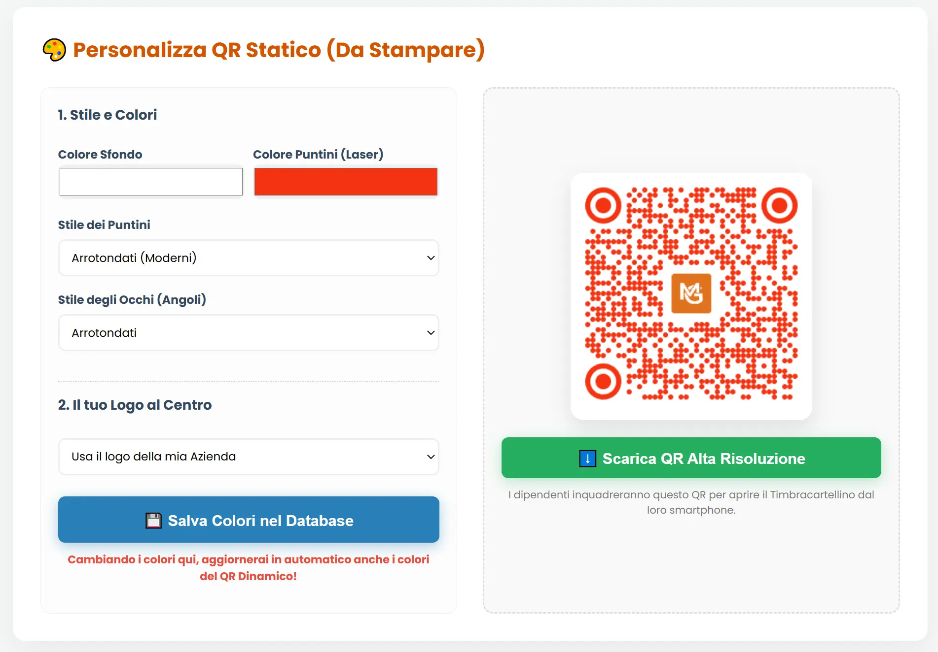 Gestione personale dipendenti timbratura QR statico o con tastiera pc.