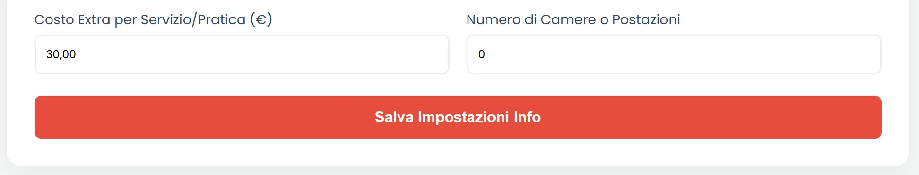 Gestione solo calendario costo pratica