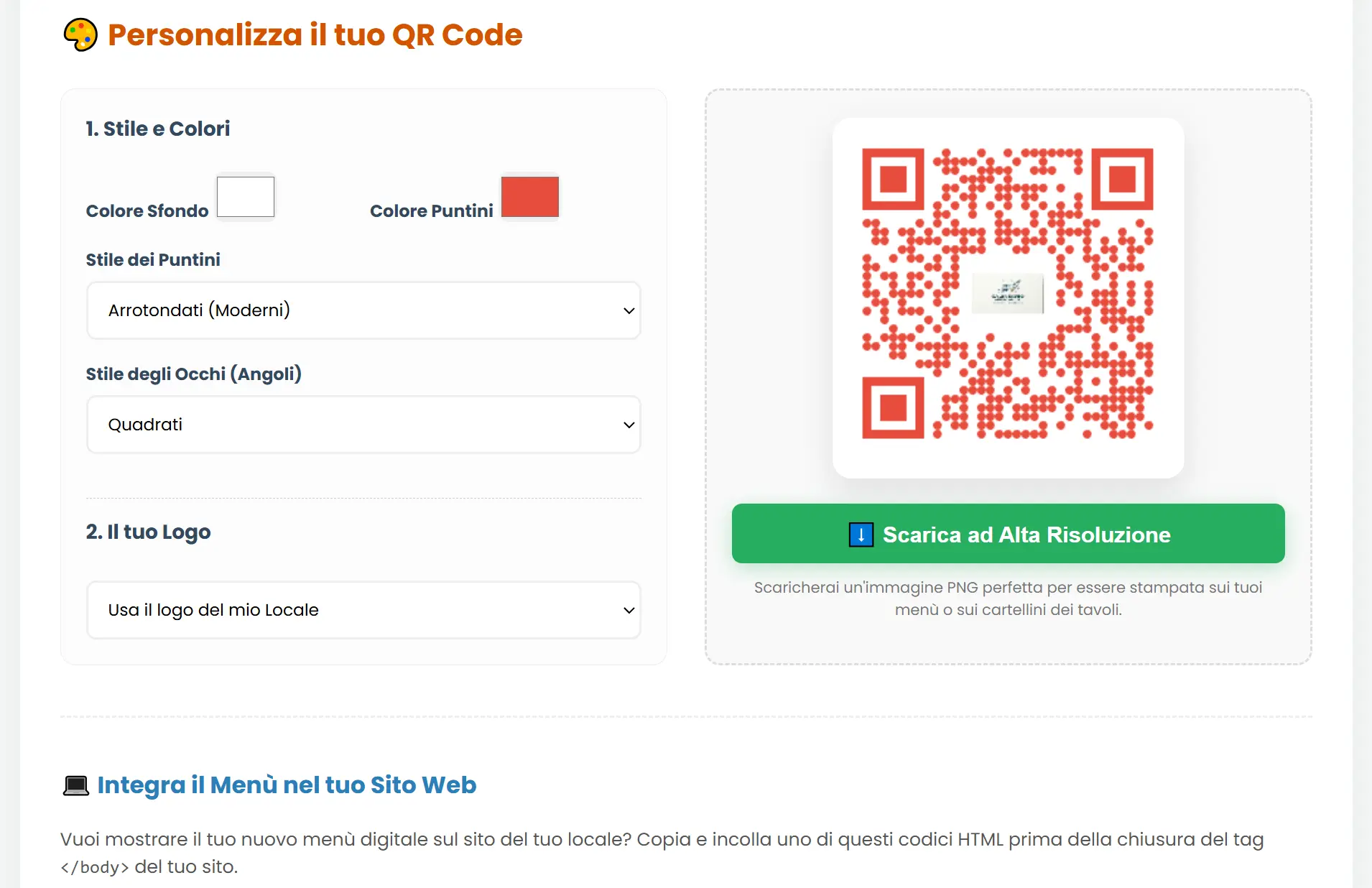 Gestione solo calendario QR