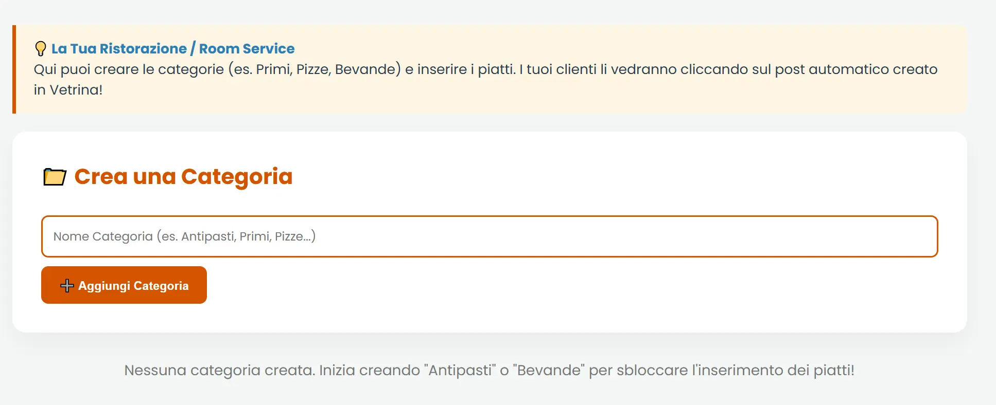 Gestione vetrina. Modulo ristorazione 