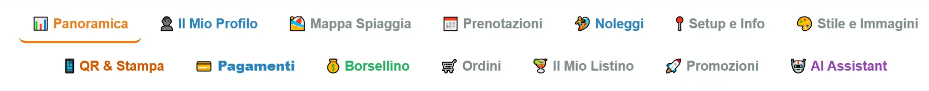 Schermata Lido + Ristorazione