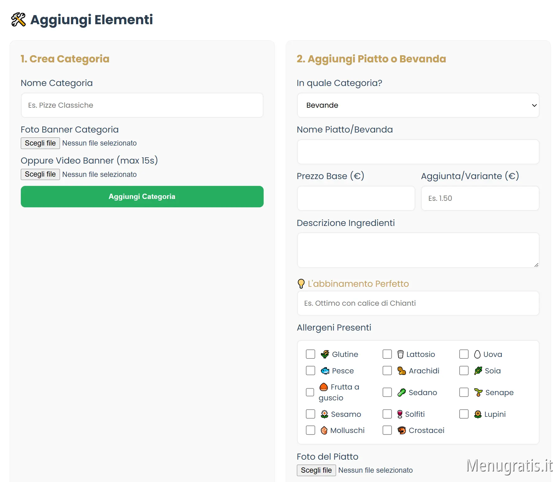 Costruisci Il Mio Menù