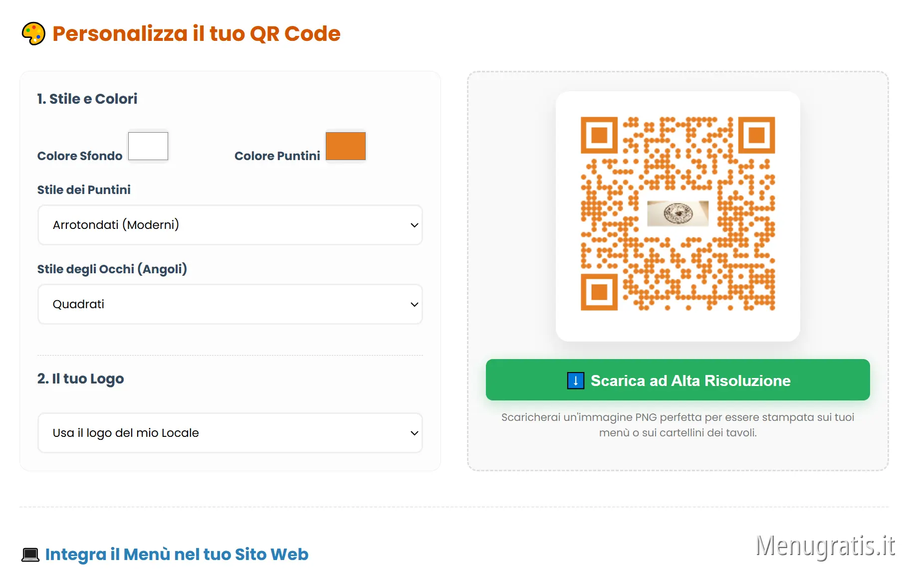 QR Code personalizzato per tavoli di bar e caffetterie