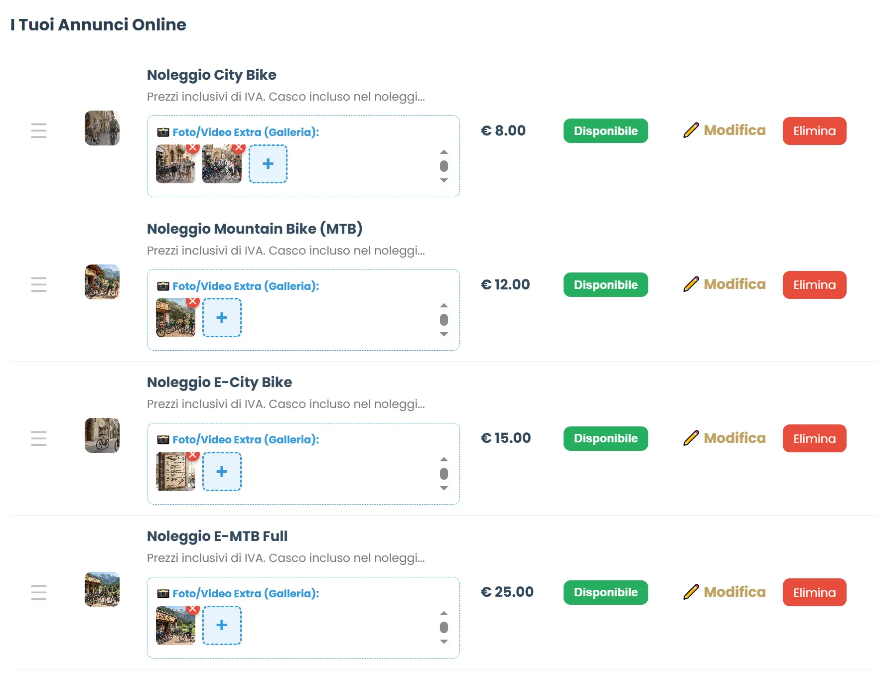 Catalogo digitale modelli ebike e biciclette per noleggi