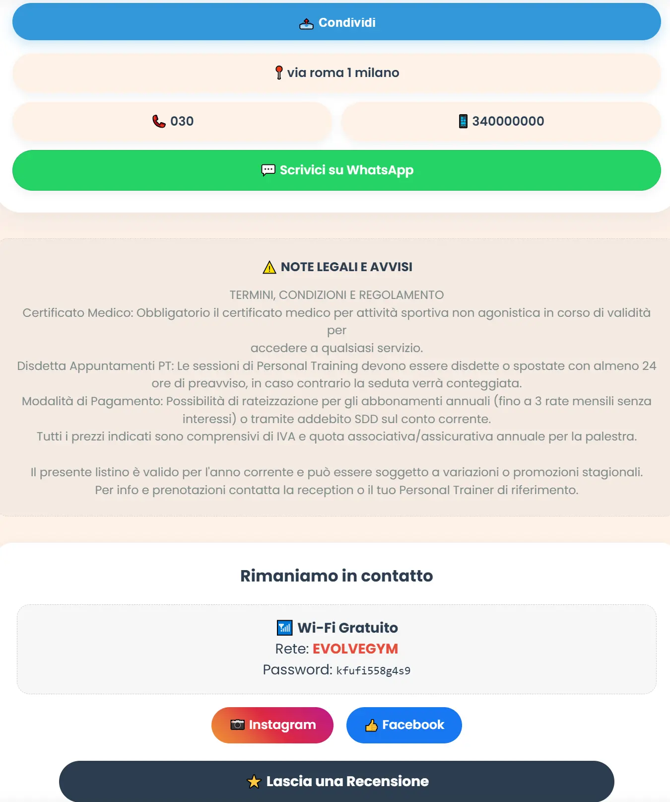 Link in bio Instagram per prenotazioni coach e professionisti