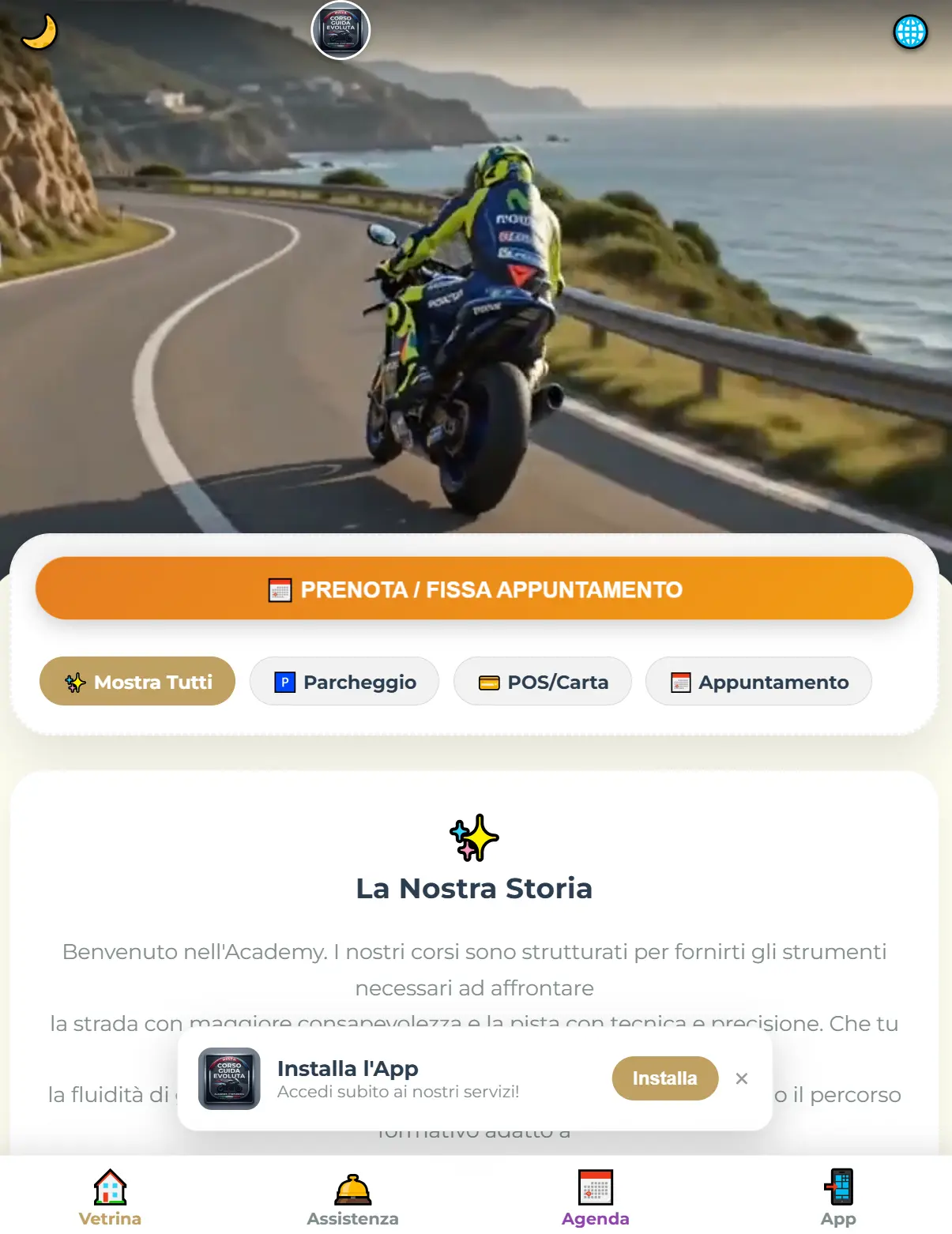 Anteprima Web App Scuola Motociclismo su Smartphone